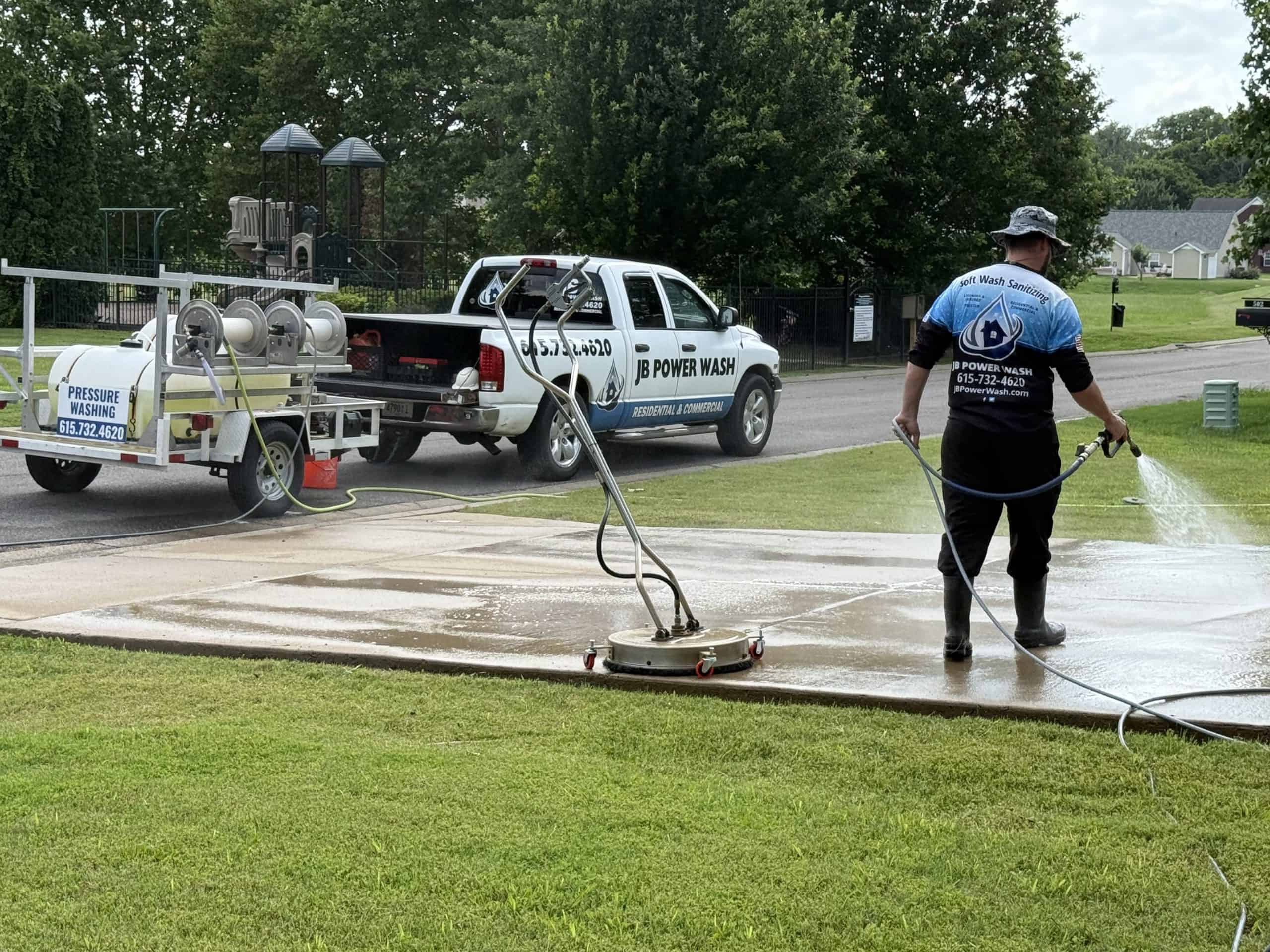 JB Power Wash® technician driveway cleaning in Franklin, TN