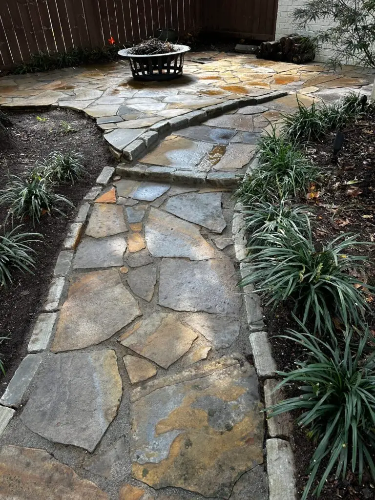 Flagstone sidewalk cleaning
